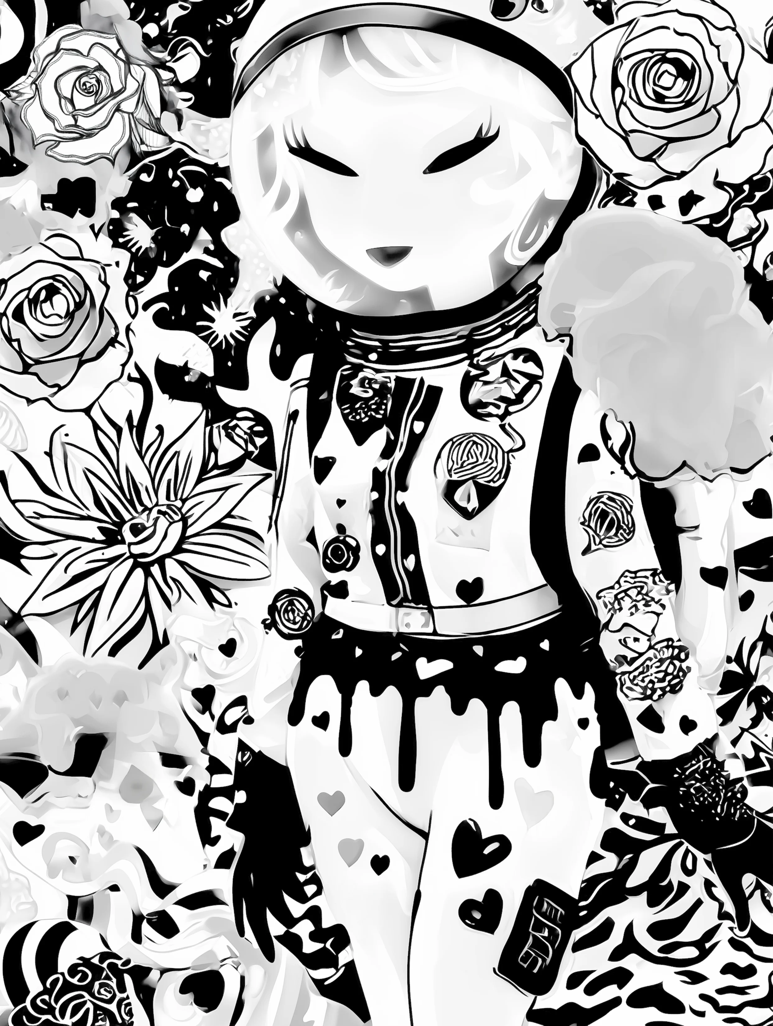 Free printable astronaut coloring pages for adults featuring melting paint astronaut